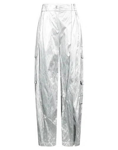 Suoli Woman Pants Silver Size 4 Polyurethane In Multi
