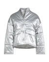 Suoli Woman Puffer Silver Size 4 Polyurethane In Metallic