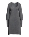 Suoli Woman Short Dress Grey Size 8 Virgin Wool