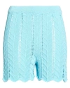 Suoli Woman Shorts & Bermuda Shorts Azure Size 2 Cotton In Blue