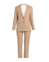 SUOLI SUOLI WOMAN SUIT CAMEL SIZE 10 POLYESTER, VISCOSE, ELASTANE