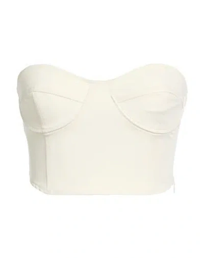 Suoli Woman Top Cream Size 8 Polyester, Viscose, Elastane In White