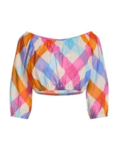Suoli Woman Top Fuchsia Size 8 Cotton In Multi