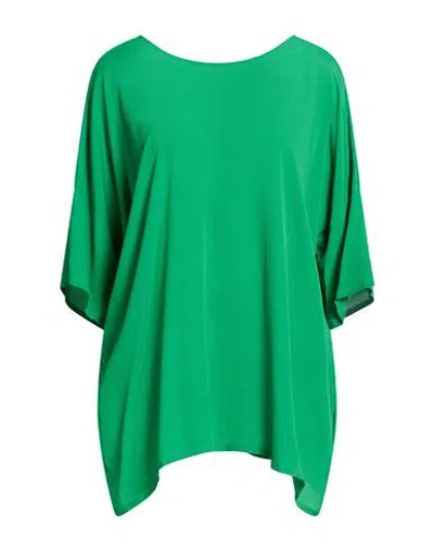 Suoli Woman Top Green Size 10 Acetate, Silk In Blue