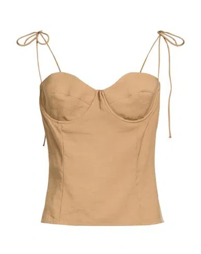 Suoli Woman Top Khaki Size 10 Viscose, Polyester In Brown