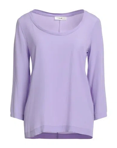Suoli Woman Top Lilac Size 4 Acetate, Silk In Purple