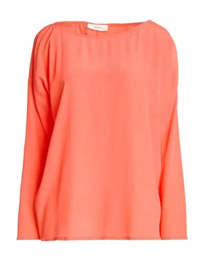 Suoli Woman Top Orange Size 10 Acetate, Silk