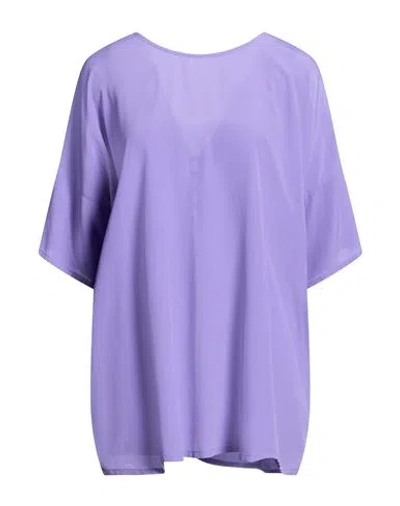 Suoli Woman Top Purple Size 8 Acetate, Silk