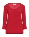 Suoli Woman Top Red Size 4 Acetate, Silk In Red