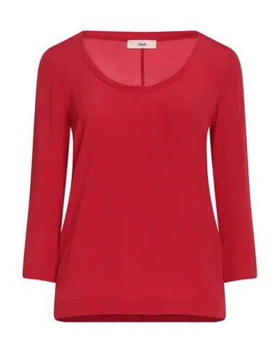 Suoli Woman Top Red Size 4 Acetate, Silk
