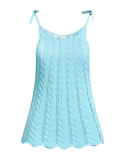 Suoli Woman Top Turquoise Size 6 Cotton In Green