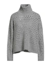 Suoli Woman Turtleneck Grey Size 6 Acrylic, Alpaca Wool, Polyamide, Wool, Elastane In Gray