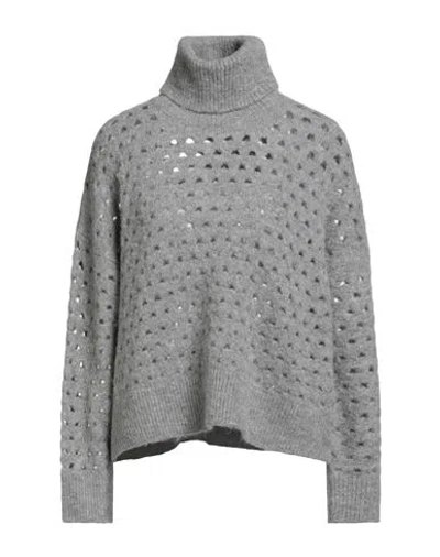 Suoli Woman Turtleneck Grey Size 6 Acrylic, Alpaca Wool, Polyamide, Wool, Elastane In Gray
