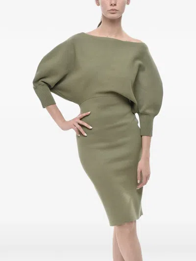 Super Blond Batwing-sleeve Mini Dress In Green