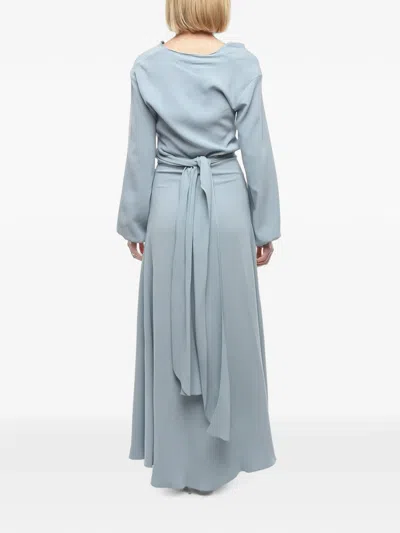 Super Blond Belted Maxi Dress In Blue