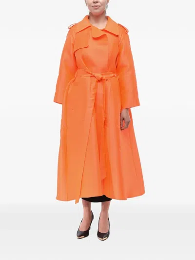 Super Blond Belted Trench Coat In Orange
