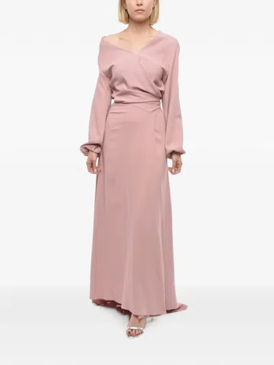 Super Blond Belted Wrap Maxi Dress In Pink