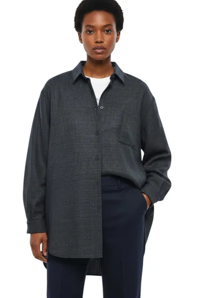 Super Blond Blue Oversized Textured Shirt In Multi