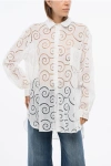Super Blond Cotton Shirt Ith Cut-out Details In White
