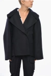 Super Blond Double-breasted Cashmere Short Coat In Black