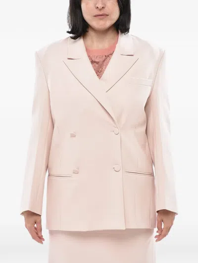 Super Blond Double-breasted Blazer In Neutral
