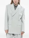 Super Blond Double-breasted Oversized Blazer In Gray