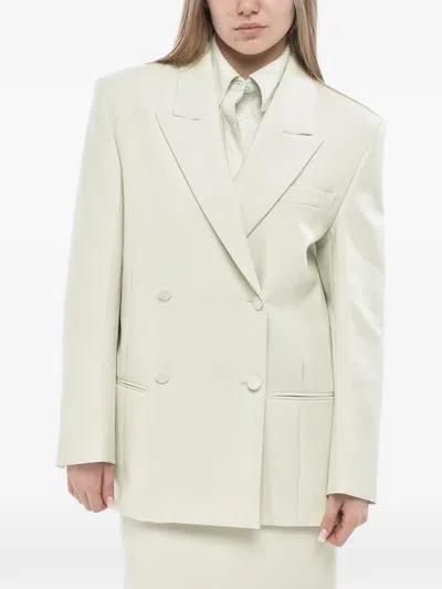Super Blond Double-breasted Oversized Blazer In Neutral