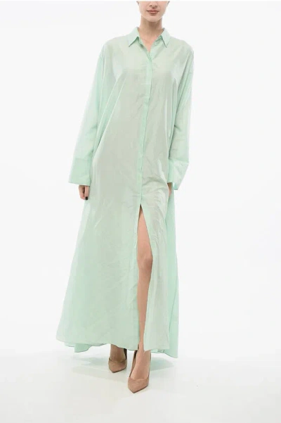 Super Blond Flared Chemisier Dress With Hidden Placket
