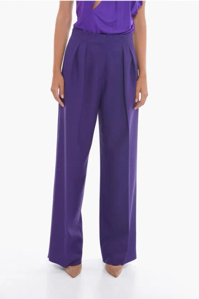 Super Blond Front-pleated Trousers With Wide-leg In Purple