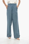 Super Blond Gabardine Pants With Elastic Waistband In Blue