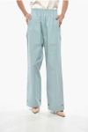 Super Blond Gabardine Pants With Elastic Waistband In Blue
