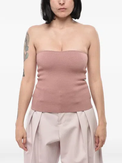 Super Blond Knitted Bandeau Top In Pink