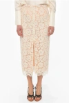 Super Blond Lace Long Skirt With Petticoat And Front Vent