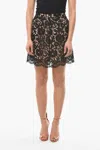 Super Blond Lace Tight Miniskirt With Petticoat In Black