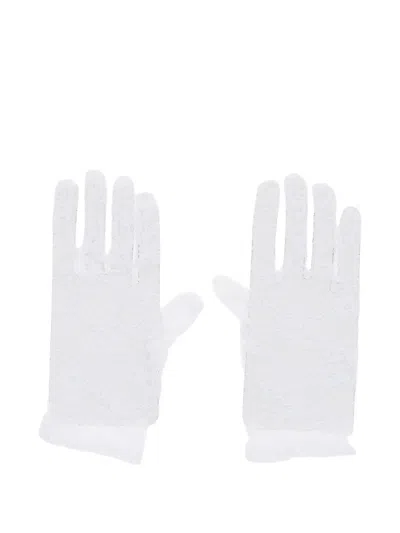 Super Blond Lace-pattern Gloves In Yellow