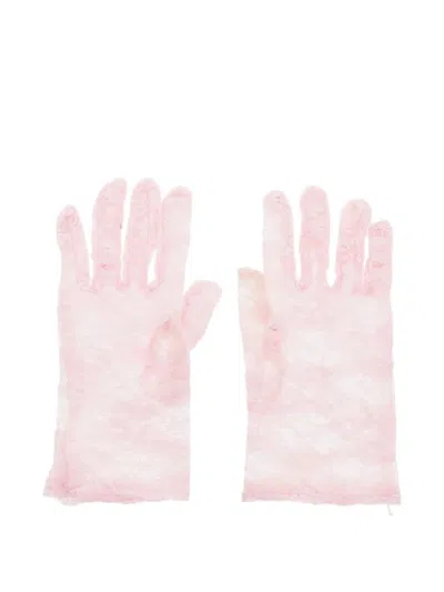Super Blond Lace-patterned Gloves In Pink