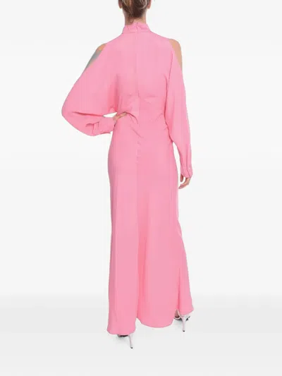Super Blond Maxi Cut-out Long-sleeve Dress In Pink