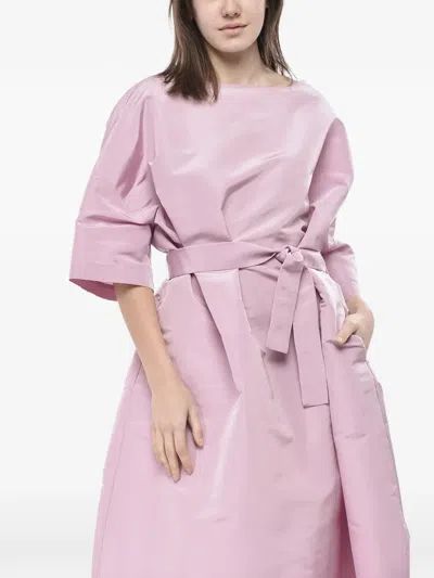 Super Blond Midi Belted Silk-organza Kaftan In Pink