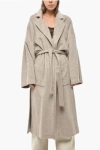 Super Blond Mohair Wrap Coat With Belt In Neutral