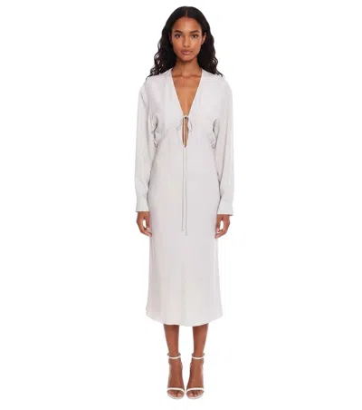 Super Blond Off White V Neck Midi Dress