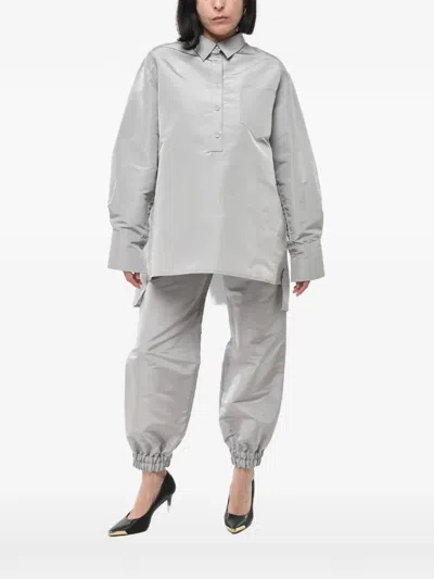 Super Blond Oversized Silk Organza Blouse In Gray