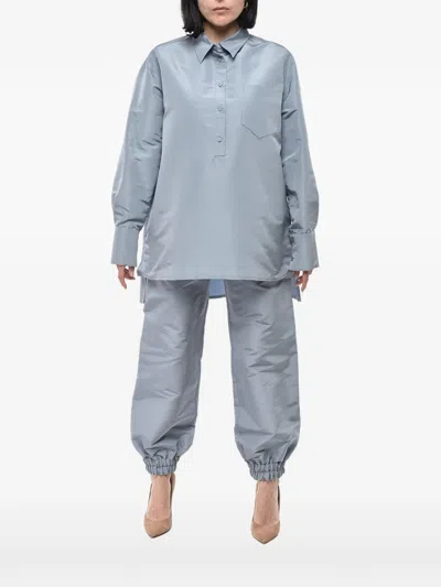 Super Blond Oversized Silk-organza Blouse In Blue