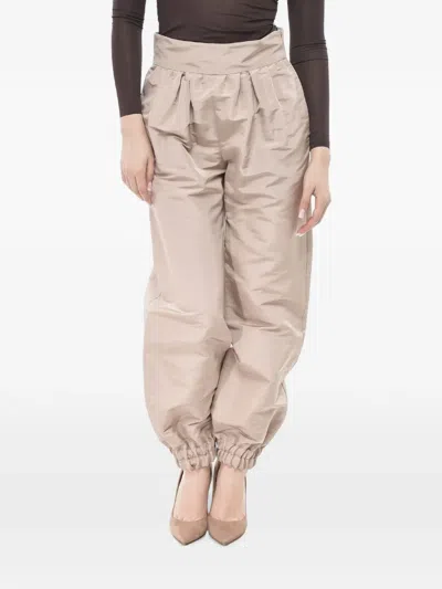 Super Blond Pleated Balloon Trousers In Neutral