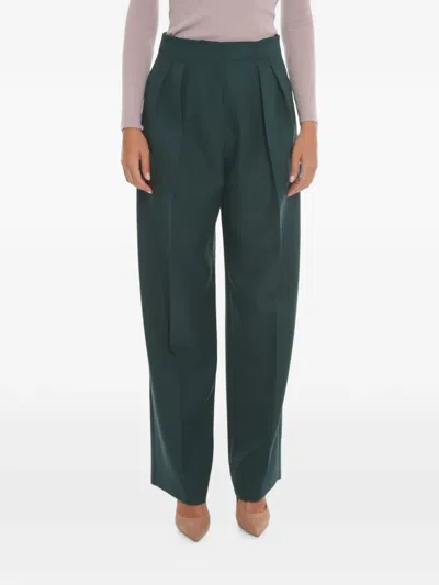 Super Blond Pleated Wide-leg Trousers In 그린