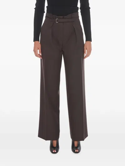 Super Blond Pleated Wide-leg Trousers In Brown