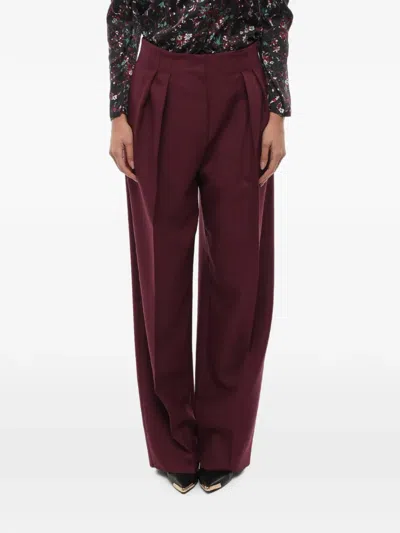 Super Blond Pleated Wide-leg Trousers In Burgundy