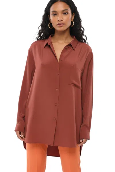 Super Blond Red Oversized Solid Shirt In Brown