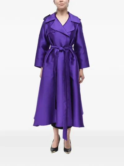 Super Blond Satin-finish Wrap Trench Coat In Multi