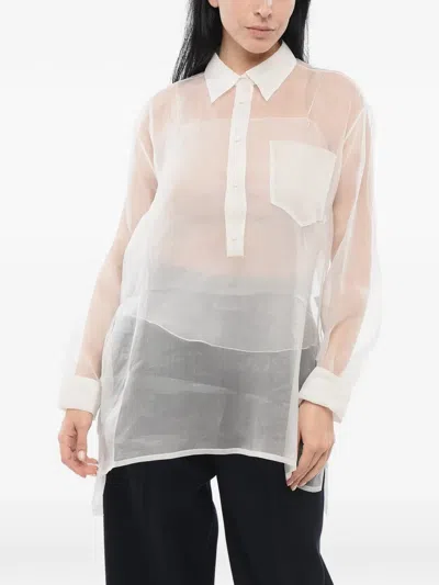 Super Blond Sheer Silk Shirt In 화이트