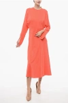 Super Blond Silk Blend Long Dress With Bat Sleeves